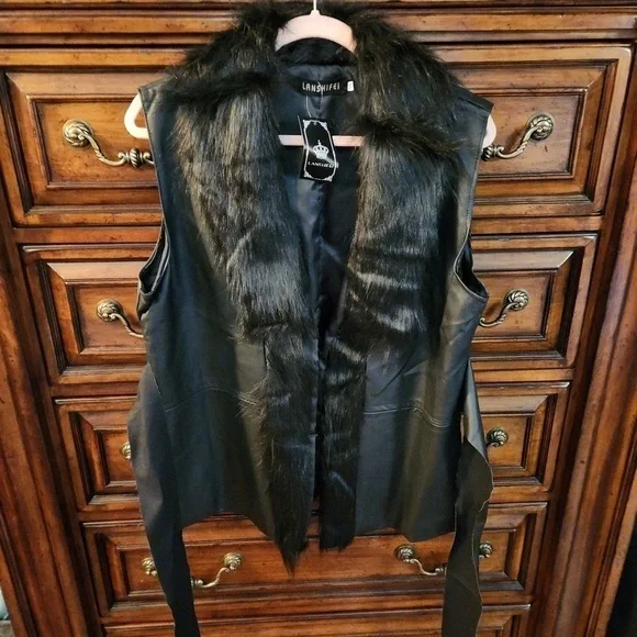 Lanshifei Faux Leather Fur Vest Womens XXL - Picture 2 of 6